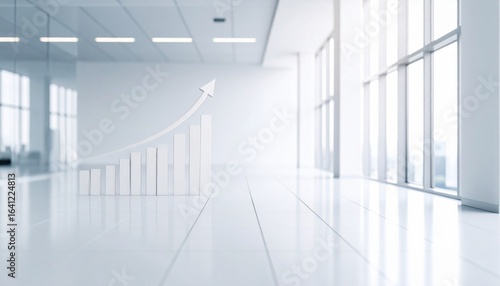 White Arrow Marking Direction on Modern Office Floor Symbolizing Guidance and Organization in Workspace