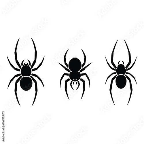 Vector art of three spiders isolated on white background