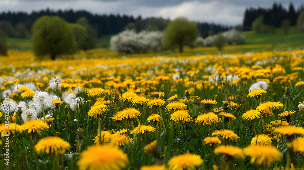 Fototapeta premium Dandelion Field in Spring