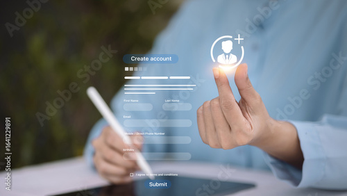 Create online account registration form with digital interface