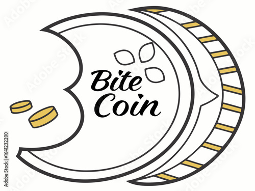 Bite Cryptocurrency Coin and Bitcoin Coin Illustration .Vector illustration of a Bite cryptocurrency coin next to a Bitcoin coin. 