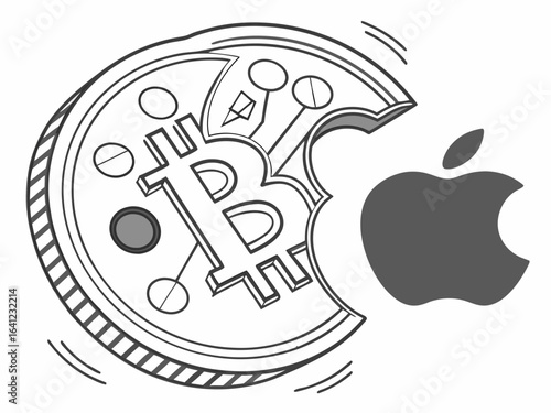 Bite Cryptocurrency Coin and Bitcoin Coin Illustration .Vector illustration of a Bite cryptocurrency coin next to a Bitcoin coin. 