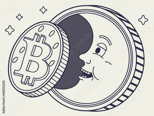 Bite Cryptocurrency Coin and Bitcoin Coin Illustration .Vector illustration of a Bite cryptocurrency coin next to a Bitcoin coin. 
