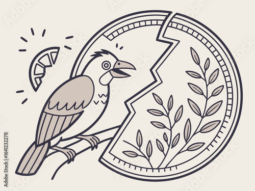 Bite Cryptocurrency Coin and Bitcoin Coin Illustration .Vector illustration of a Bite cryptocurrency coin next to a Bitcoin coin. 