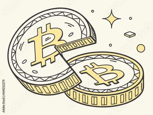 Bite Cryptocurrency Coin and Bitcoin Coin Illustration .Vector illustration of a Bite cryptocurrency coin next to a Bitcoin coin. 