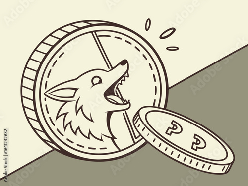 Bite Cryptocurrency Coin and Bitcoin Coin Illustration .Vector illustration of a Bite cryptocurrency coin next to a Bitcoin coin. 