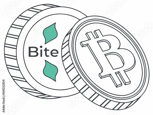 Bite Cryptocurrency Coin and Bitcoin Coin Illustration .Vector illustration of a Bite cryptocurrency coin next to a Bitcoin coin. 