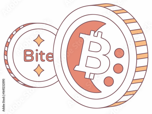 Bite Cryptocurrency Coin and Bitcoin Coin Illustration .Vector illustration of a Bite cryptocurrency coin next to a Bitcoin coin. 