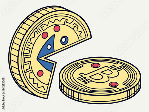 Bite Cryptocurrency Coin and Bitcoin Coin Illustration .Vector illustration of a Bite cryptocurrency coin next to a Bitcoin coin. 