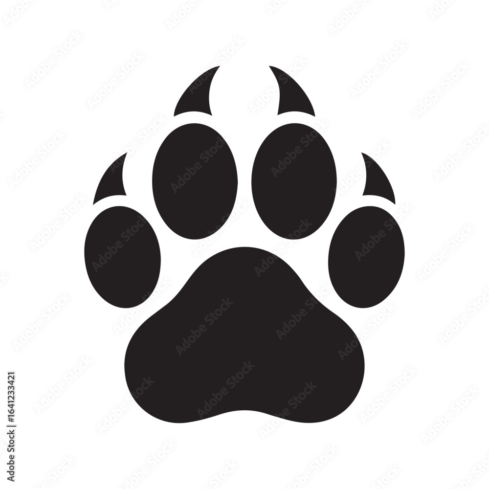 Obraz premium Dog or cat paw print flat icon for animal apps and websites