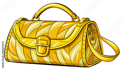  close up yellow female bag on a white background