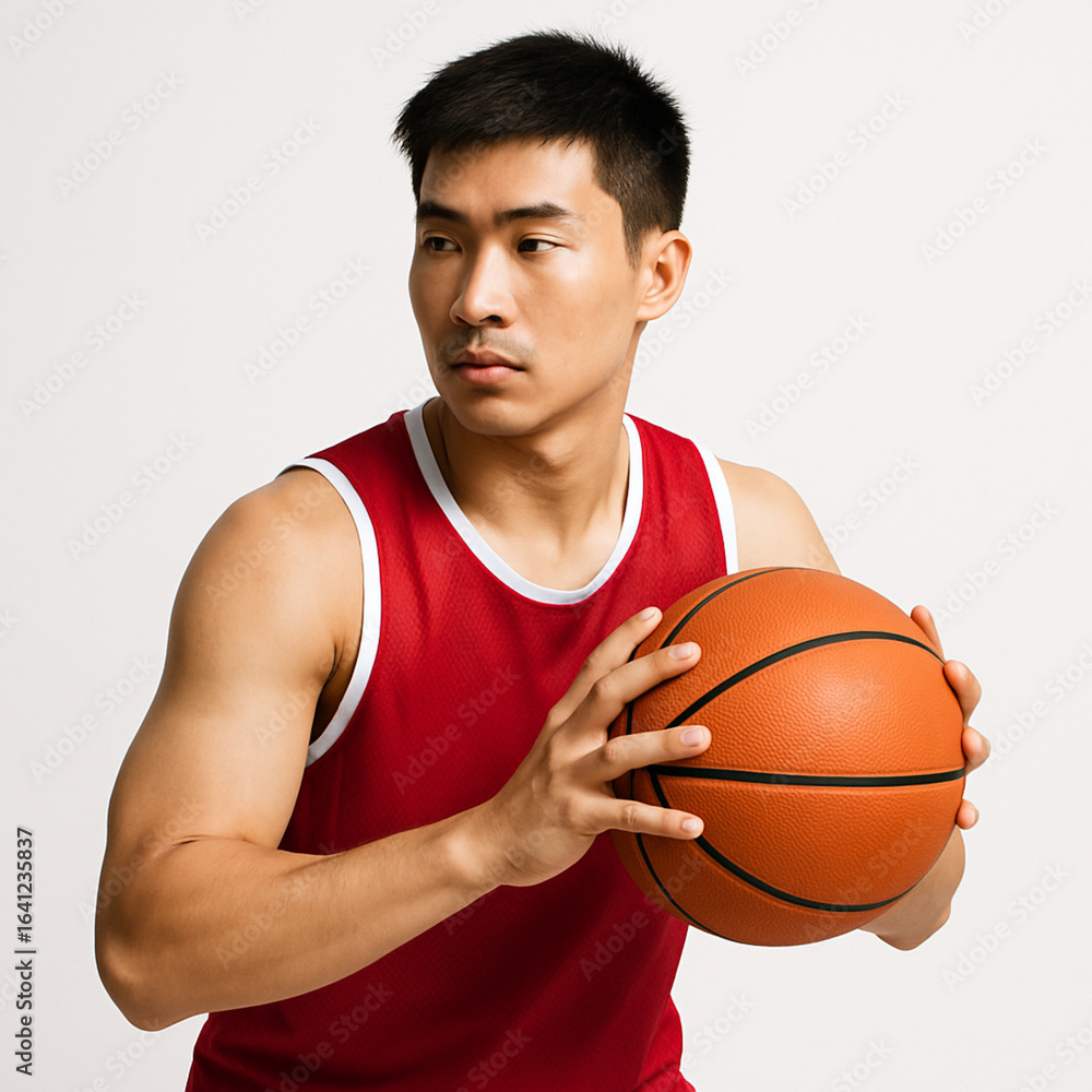 Asian basketball player with ball Asian basketball player with ball