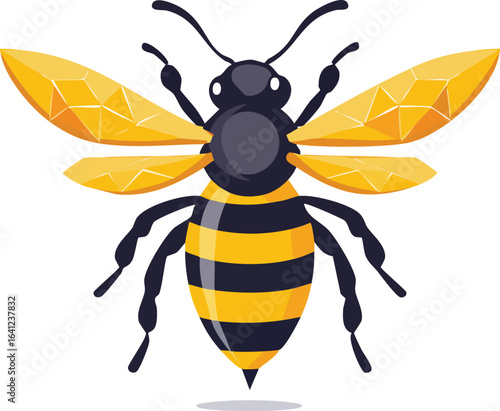 Cute honey bee vector with blue wings and bright yellow body. Generative AI