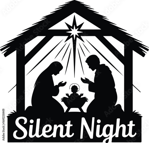Peaceful Nativity Scene Silhouette