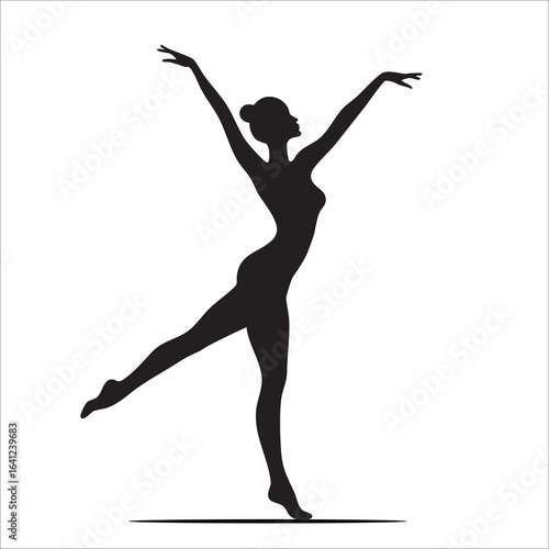 elegant black silhouette of a female ballerina