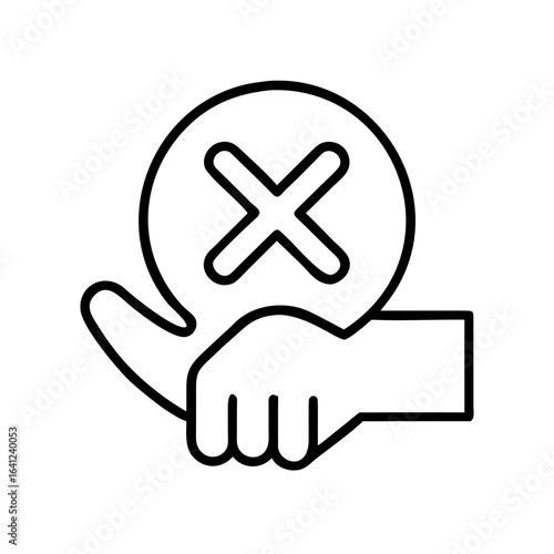 Hand gesture indicating refusal with stop icon concept  