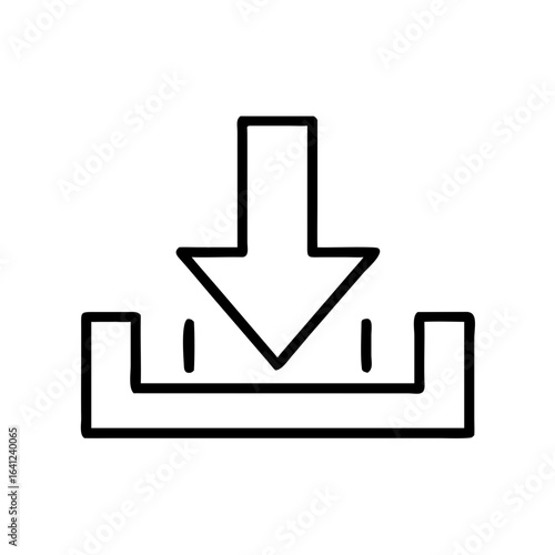 Download icon with downward arrow in minimalist design  