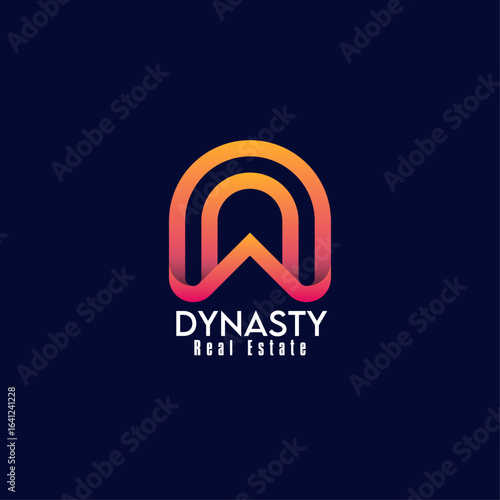 Dynasty Real Estate Minimal Logo(D shape Logo with merger of House shape)