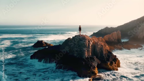 Exploring Breathtaking Coastal Cliffs at Sunset While Embracing Nature's Beauty and Serenity Generative AI