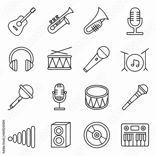 Collection of Music Instrument and Sound Recording Icons