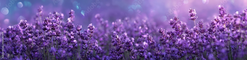 Fototapeta premium Lush lavender field bathed in soft light