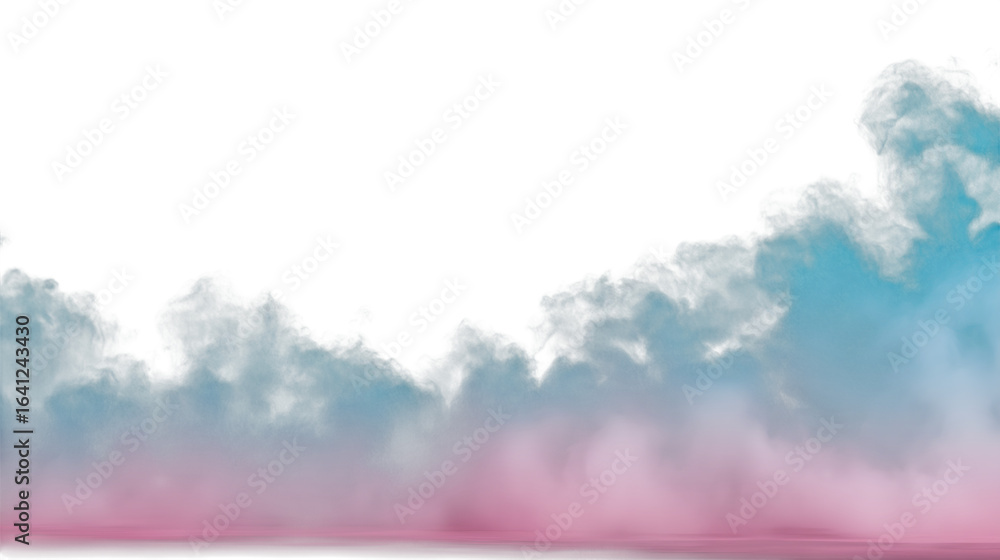Fototapeta premium abstract blue pink cloud mist fog white smoke isolated on white background