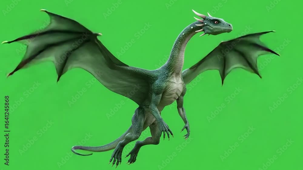 a flying dragon, fantasy dragon, scary, angry, green screen, green background, footage, 4k footage, videos, video clip, slow motion, video wallpaper, animation, 4k