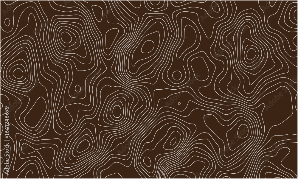 Fototapeta premium Minimal Abstract Terrain Contour Lines on Brown Background – Modern Topography Art Pattern for Creative Projects 
