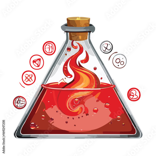  Illustration of Magic Potion with Glowing Red Liquid