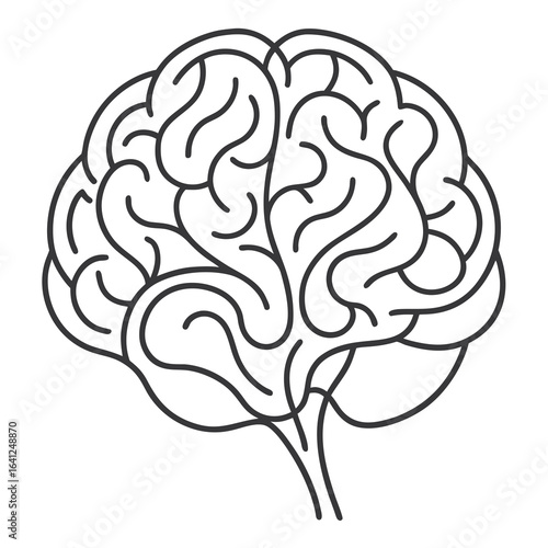 Minimal Continuous Stroke Brain Icon