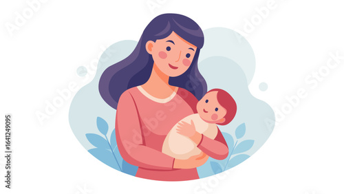 Heartwarming Premium Vector of Mother and Baby – Elegant and Timeless Design