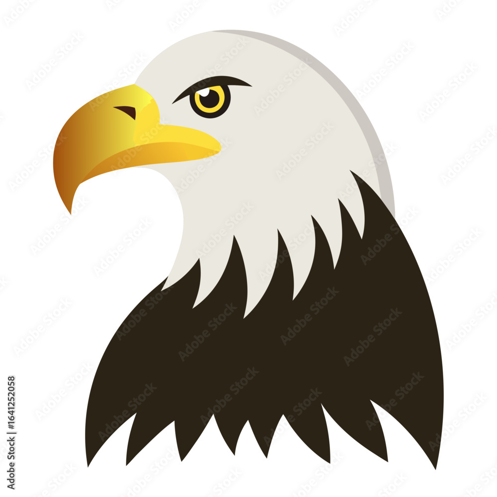 Obraz premium Stylized bald eagle head profile illustration
