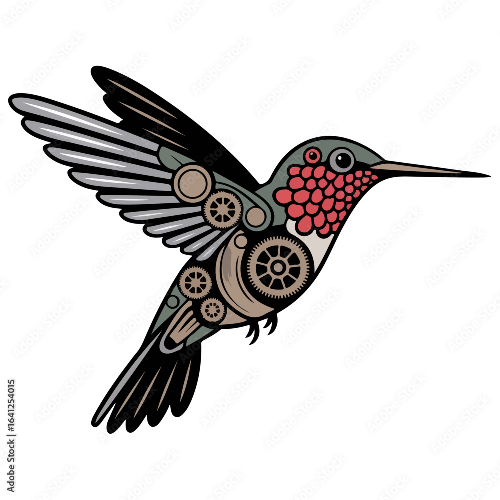 Obraz premium mechanical hummingbird with gear elements incorporated into its design