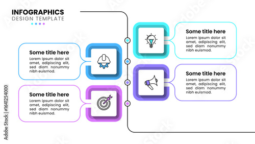 Infographic template. Squares with line and 4 steps
