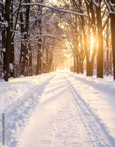 제목: Warm Pillars of the Evening Trail

설명: The vertical frame captures the tree trunks standing like warm, golden pillars under the gentle light of a winter evening, framing the path.