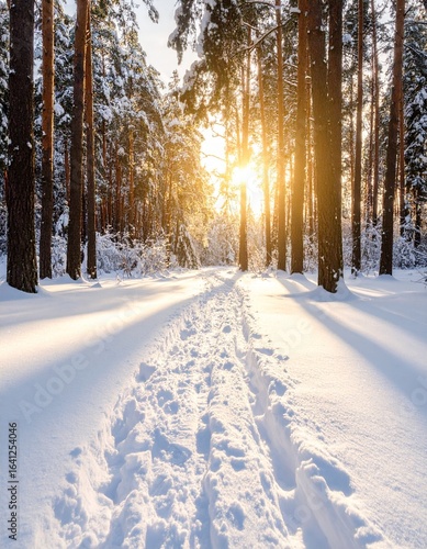 제목: A Winter Path into the Pale Light

설명: An immersive vertical shot following a path into the peaceful, pale-lit heart of the forest in the late afternoon.