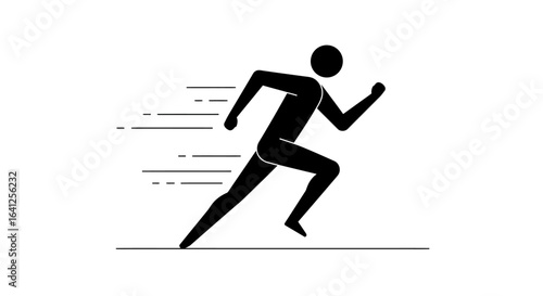 Silhouette Runner with Speed Lines on White