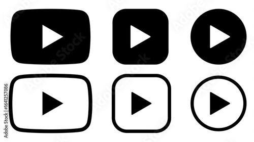 Set of play buttons icons