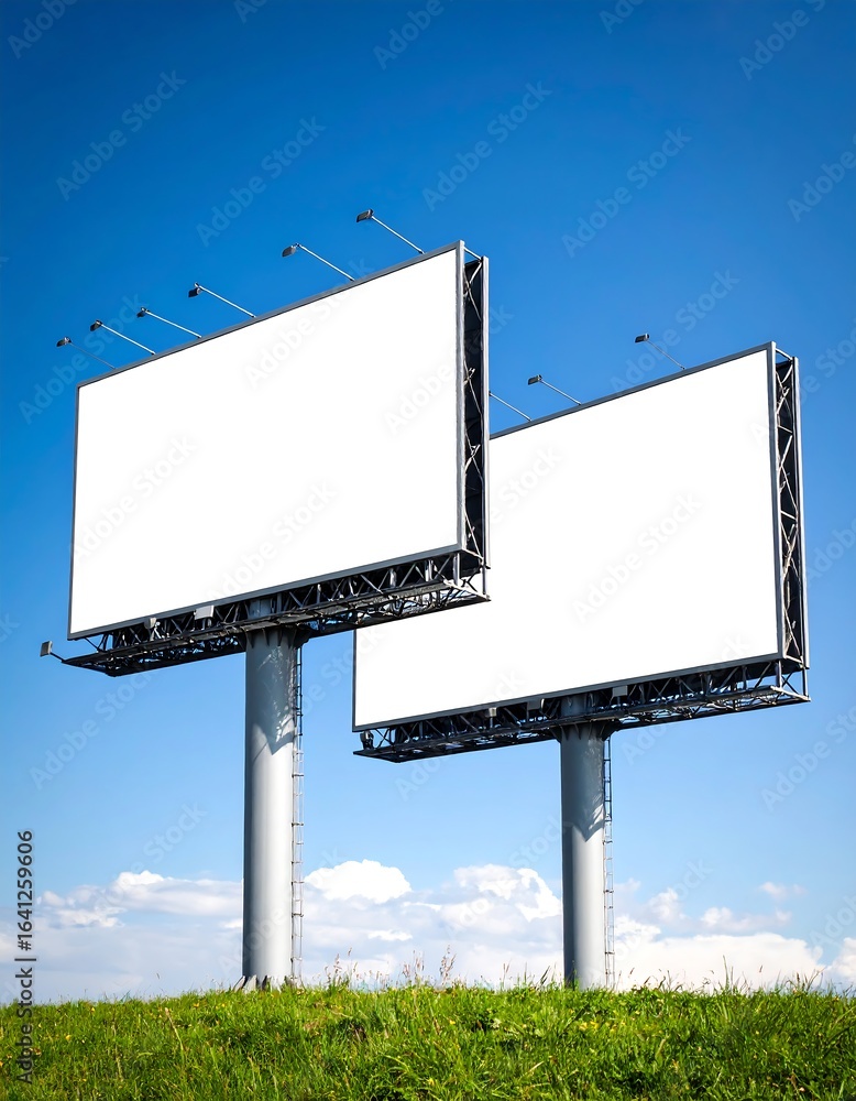 Obraz premium Blank billboards against a clear blue sky