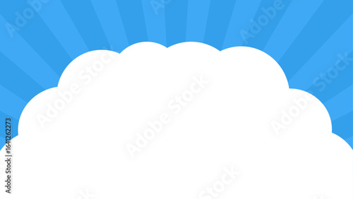 青の集中線と白い雲型テキストスペースの背景素材