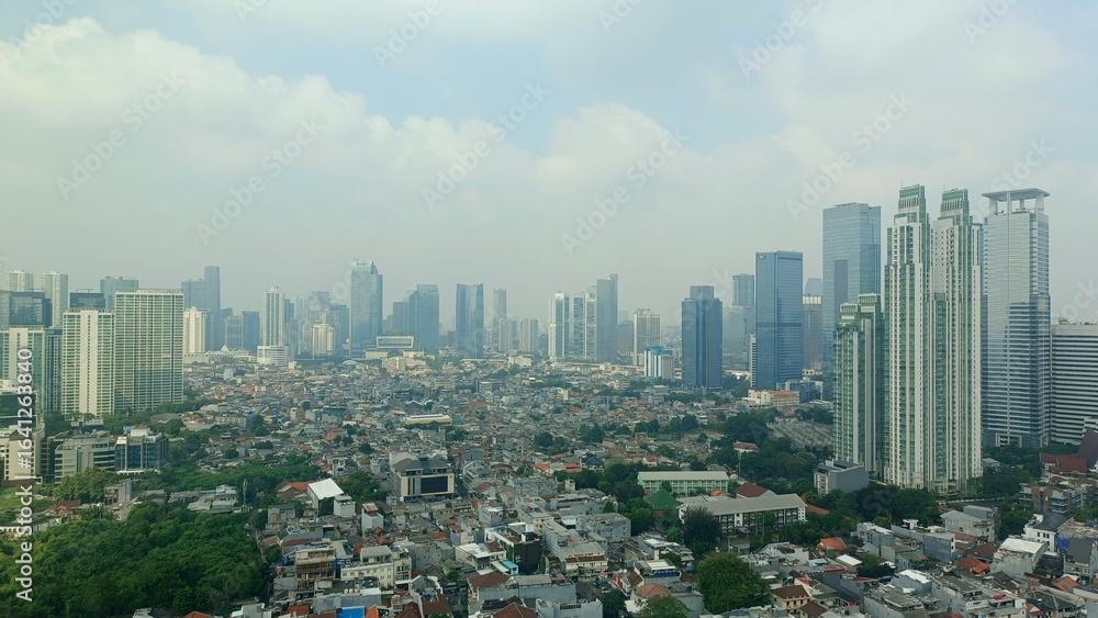 Fototapeta premium Jakarta, Indonesia – August 7, 2025: A cityscape view of Indonesia capital city Jakarta
