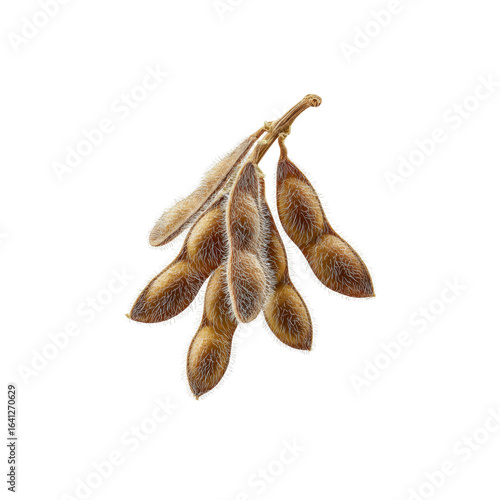 Close-up of Soybean Pods on Branch, Studio Shot