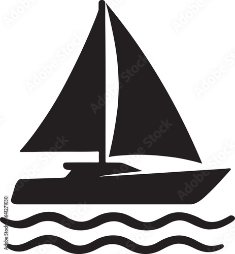 Sleek yacht sailboat silhouette icon, perfect for nautical, travel, and marine-themed vector design projects.