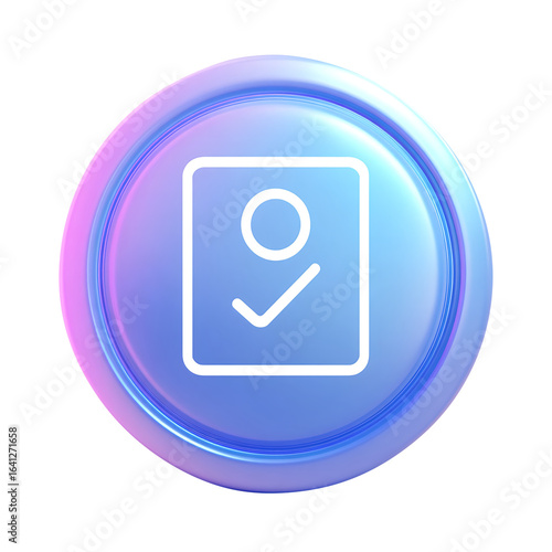 Digital identity verification icon, isolated on transparent background, realistic, studio lighting, centered, no shadow