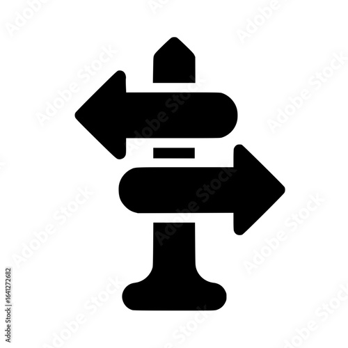 Direction signpost icon with opposing left and right arrows
