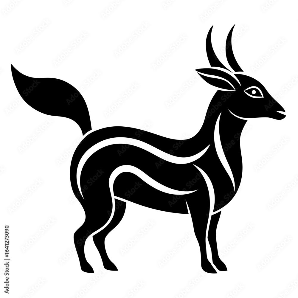 Fototapeta premium Simple black silhouette icon of a xerus rodent