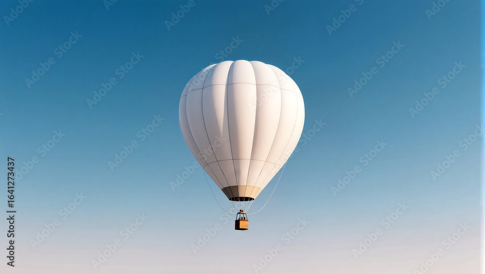 Obraz premium Hot air balloon floats gracefully in the clear blue sky during dawn