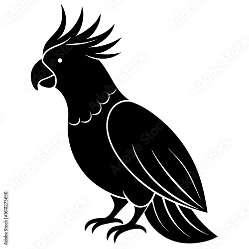 Elegant black cockatoo silhouette perfect for avian or tropical themes