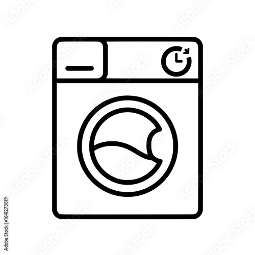 Washing Machine Icon with Timer – Laundry Appliance Symbol
