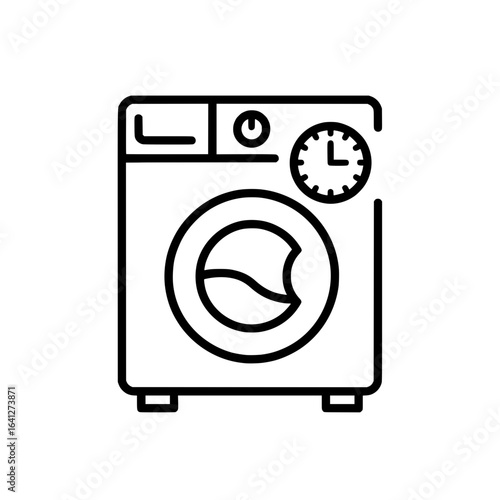 Washing Machine Icon with Timer – Laundry Appliance Symbol